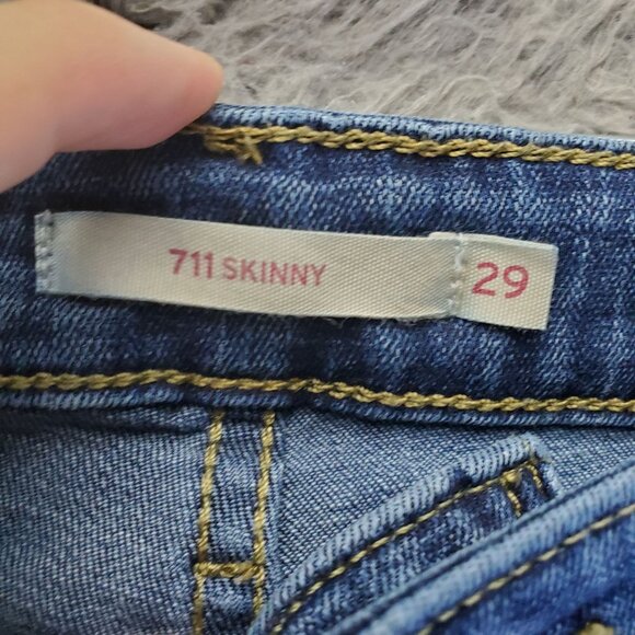 Levis Jeans Womens 29 Blue 711 Skinny Mid Rise Denim Stretch Classic Fit - Picture 2 of 11
